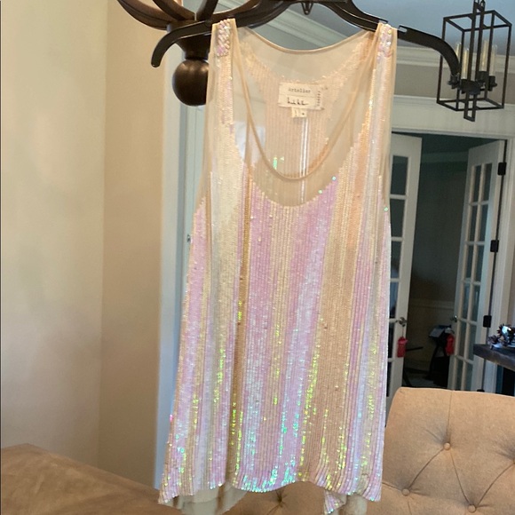 Nicole Miller Pink and Gold Sequin Tank Top - Picture 5 of 5